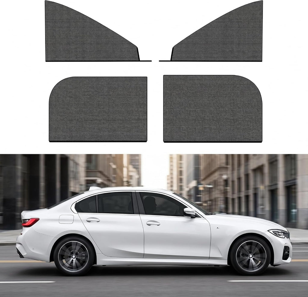 4 PCS Car Window Sunshade Mesh, Heat Block Double-Layer Side Window Shades, Breathable High-Density Glass Glass Protection Curtain, Fit for Most SUVs (Black #SUV)