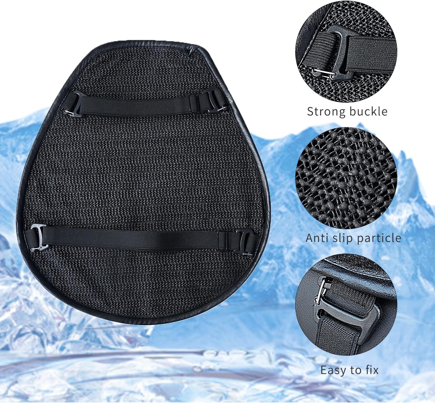 Motorcycle Seat Cushion, Motorcycle Gel Seat Pad with 3D Honeycomb Shock-Absorbing Breathable Seat Cover