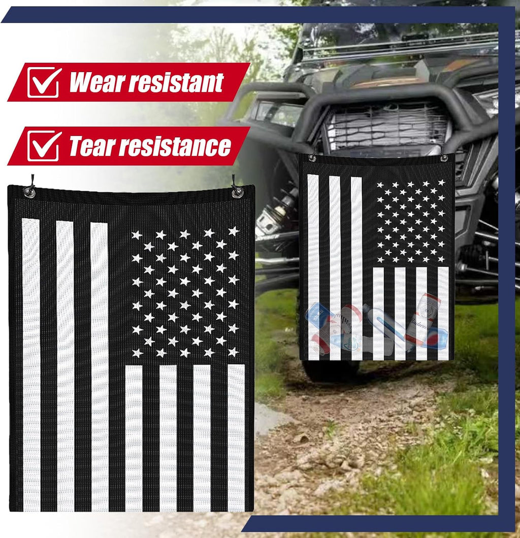 26''x22'' UTV ATV Mesh Trash Bag,Sak It Mesh Trash Bag for UTV,Universal UTV Trash Storage Sack Compatible With Polaris RZR,Can-Am,CFmoto,Teryx,Kawasaki,Golf Cart,Arctic Cat (American Flag)