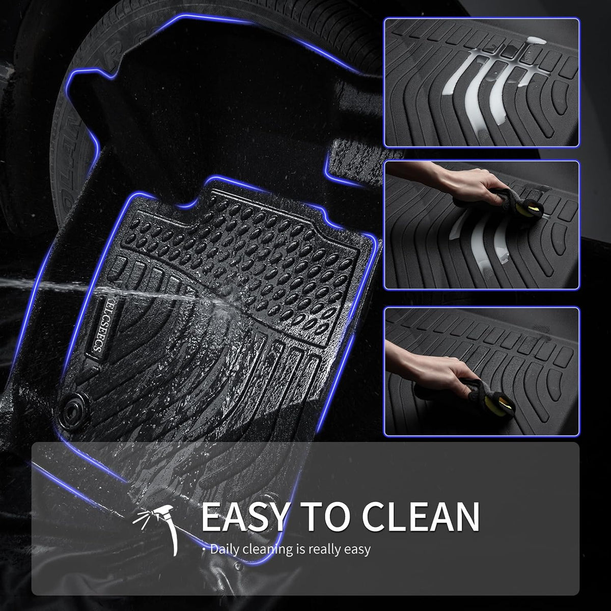 kelcseecs floor mats for nissan leaf 2026 s, front angle view