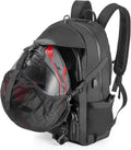 Oumurs Motorcycle Helmet Backpack 50L, Expandable Helmet Bag with Rain Cover, Water-Resistant Black 1680D Oxford Fabric, USB Port, Helmet Strap, Large Capacity for Motorbike Travel & Commuting