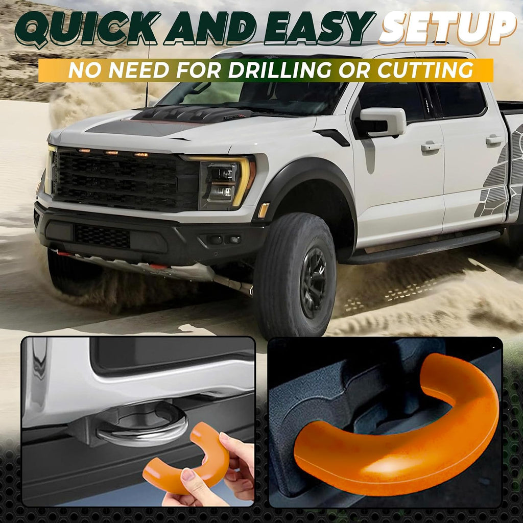 Tow Hook Covers Compatible with 2004-2026 F150 Accessories Bronco Base/Big Bend/Outer Banks-Fit for 2017-2021 Tundra Accessories-Upgrade Design, Silicon Rubber (F150 Tremor Orange)