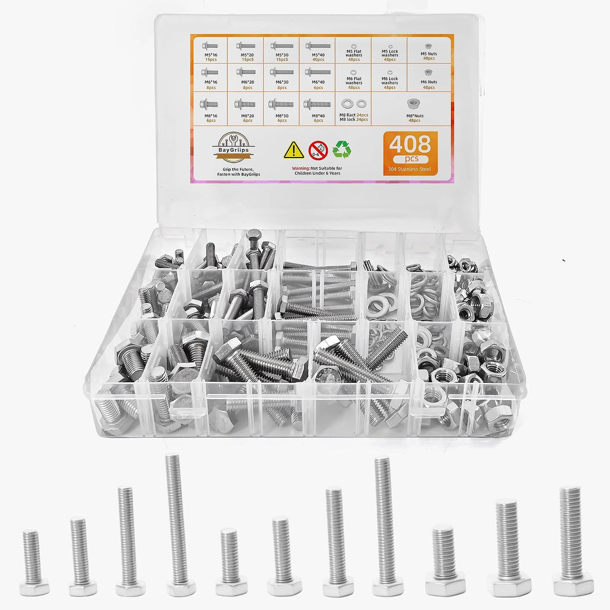 304 stainless steel (a2-70) metric bolt & nut, main product view