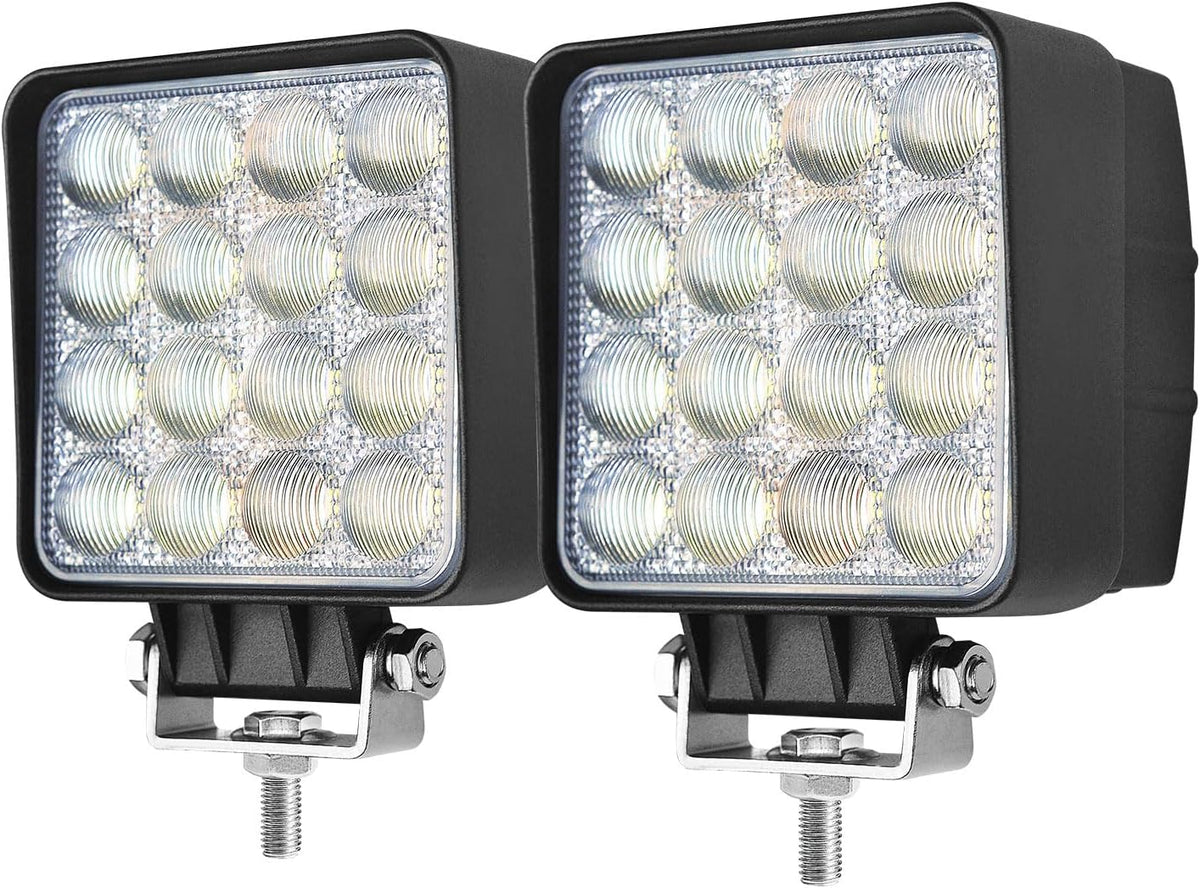 2PACK 48W LED Work Lights 12/24 Volt 5500LMS 4.3INCH Wide Ultra Bright Square