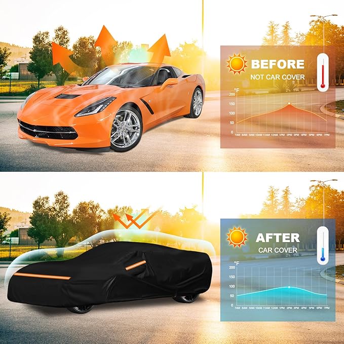 QUNSUNUS Waterproof Car Cover for C7 Corvette 2014-2019, Outdoor Car Covers - Image 6