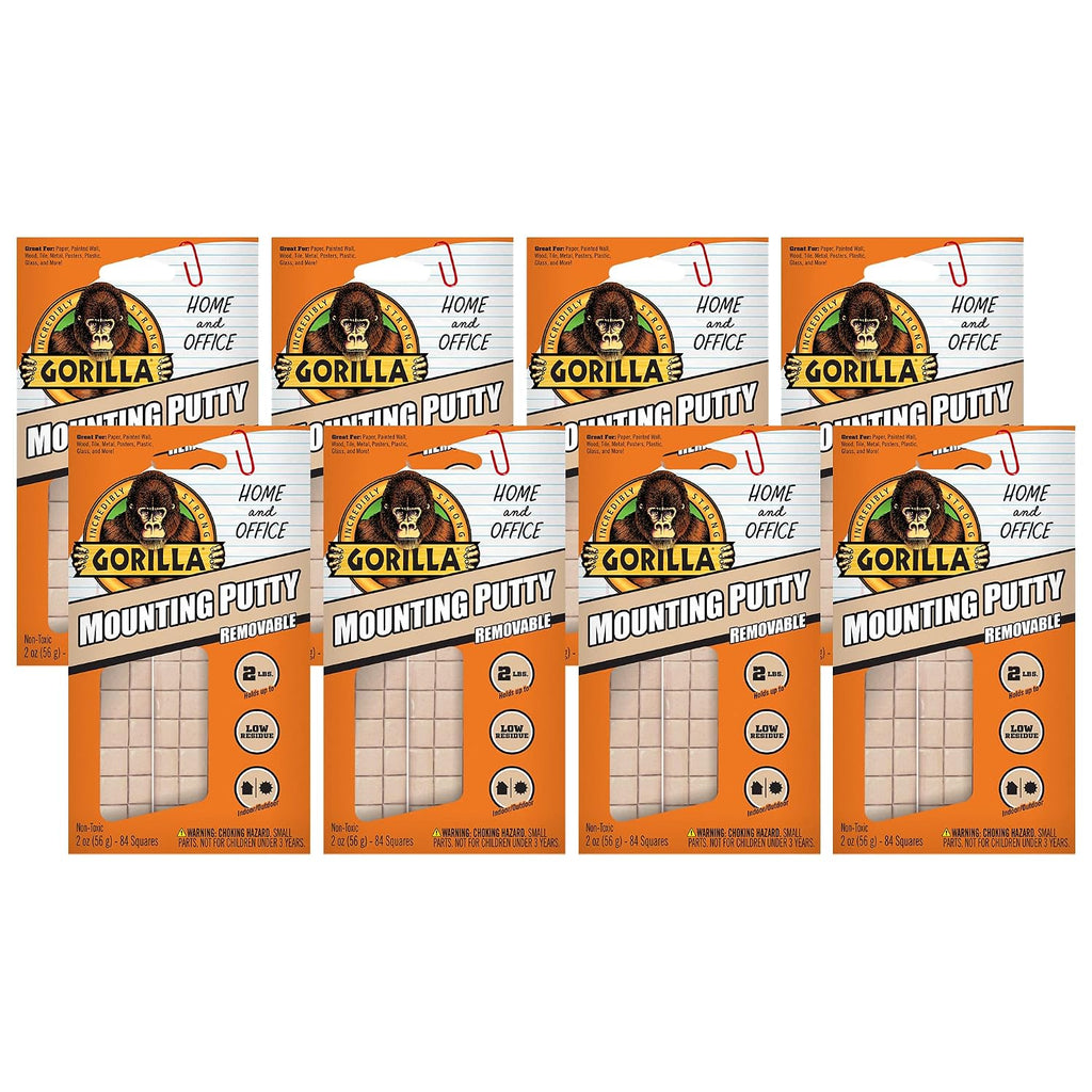 gorilla mounting putty, natural tan color, 84 pre-cut shown in use