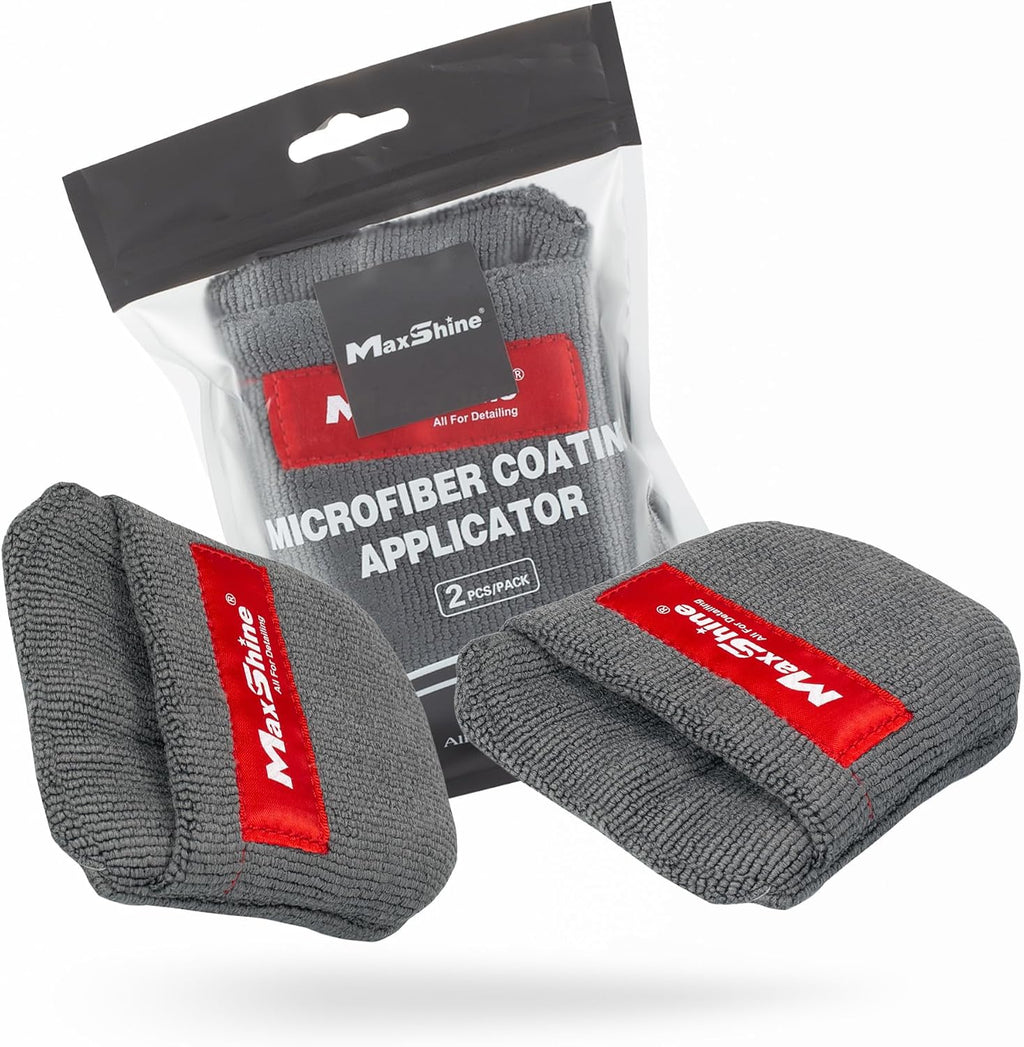 Maxshine Universal Microfiber Coating Applicator Pads, 2-Pack | Finger Pocket Design, Durable & Washable | Reusable Detailing Wax Pads for Car Coating, Sealant & Polish Application