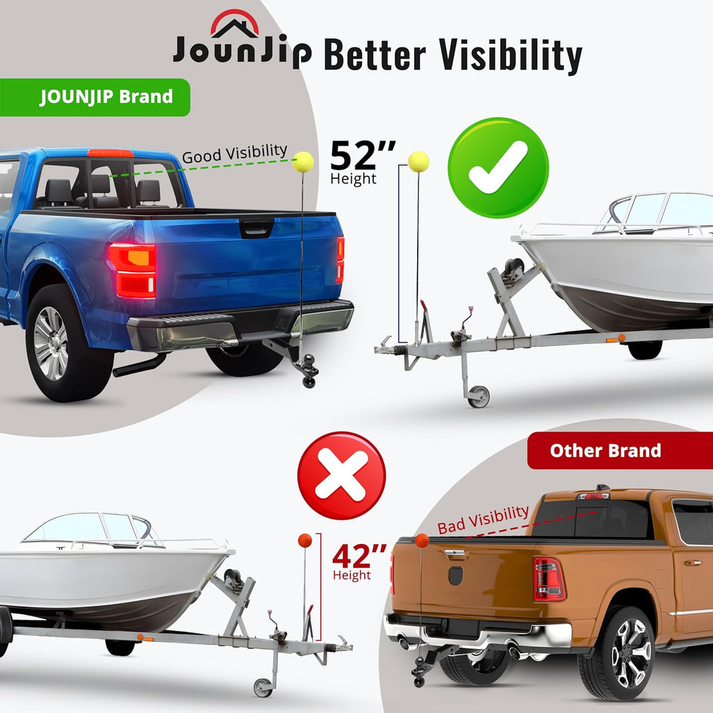 JOUNJIP 52 inch Magnetic Trailer Hitch Alignment Kit - [Upgraded] Wider Base for Boat Camper Horse Trailer RV Hitching Towing Accessories -Adjustable Guide Poles Extend Up to 52” - 2 pcs