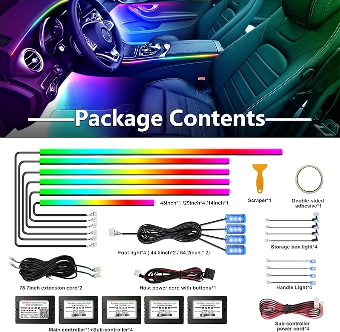 WEBUPAR Dreamcolor Acrylic Interior Car Lights - 18 in 1 RGB LED Strip Lights - Image 5