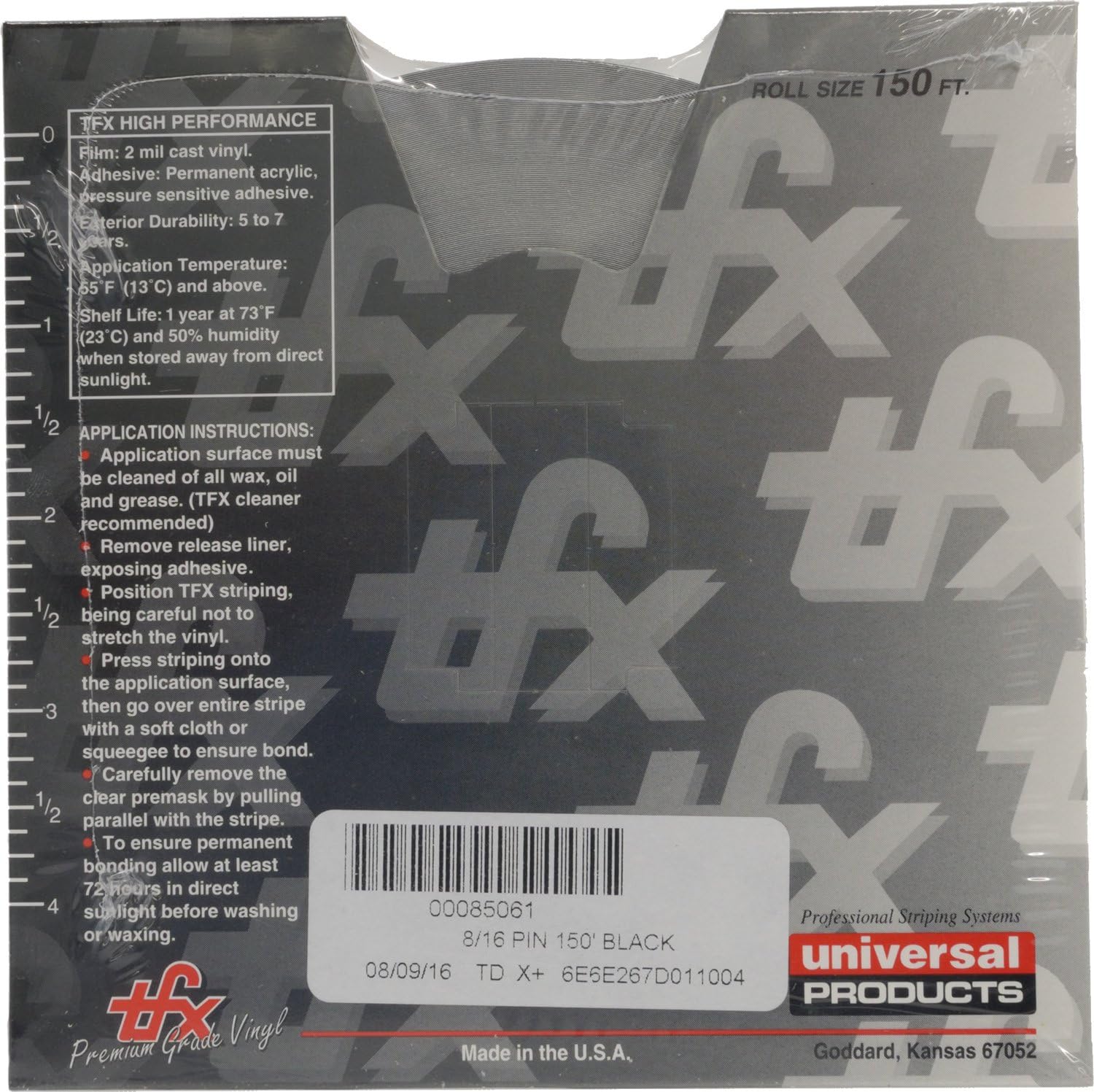 Universal TFX 0008135 - Auto Truck Customizing Dual Pinstripe - 8/16" x 150' (1/4” Stripe, 1/8" Gap, Then 1/8” Stripe) - 135-Light Ash Gray