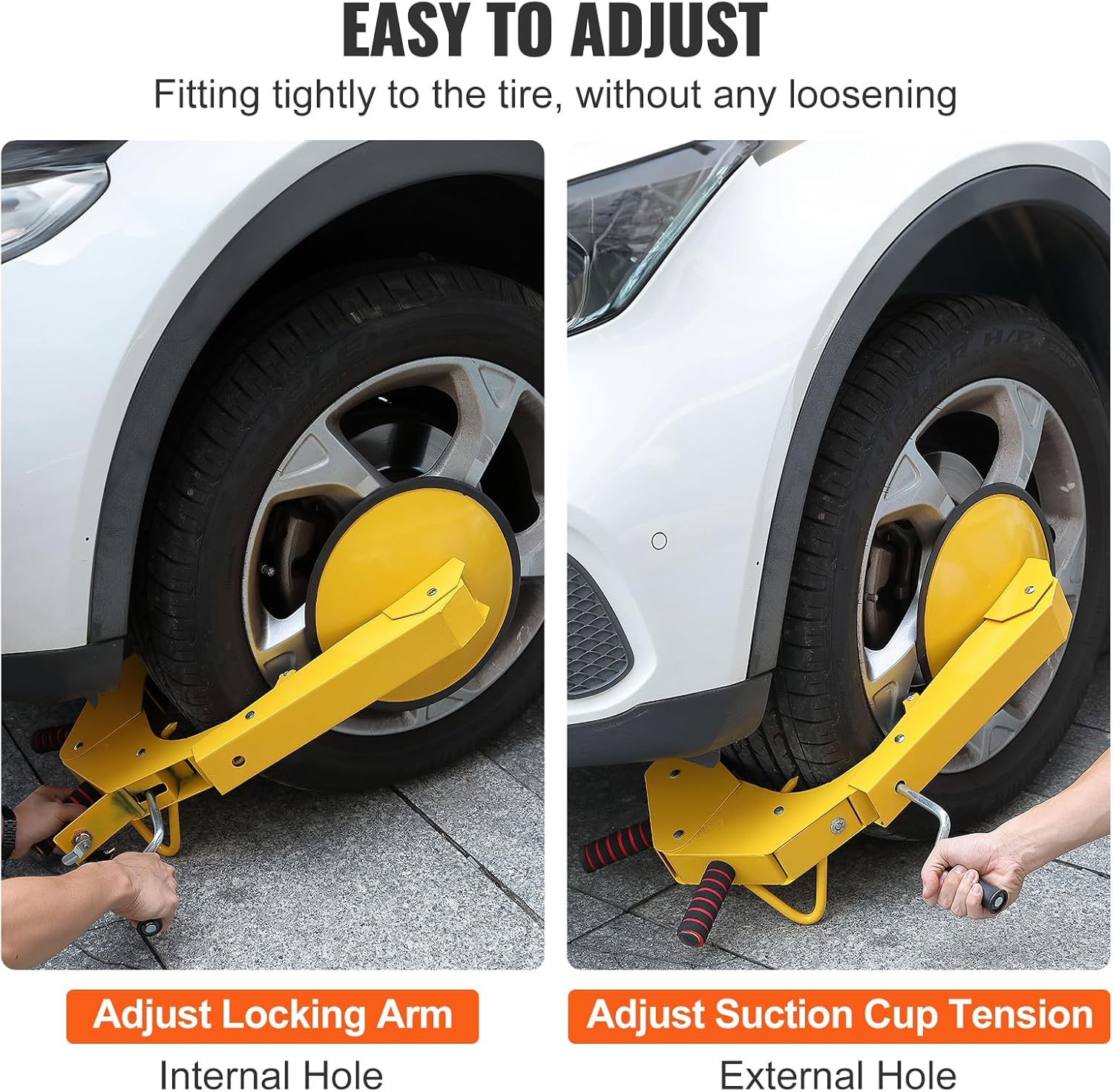 VEVOR Wheel Lock Clamp, 2 Pack Trailer Wheel Lock, Heavy-Duty Anti Theft Tire Lock, Adjustable Tire Boot Lock, Trailer Wheel Locks for RV Trailers, Cars, Trucks, SUVs
