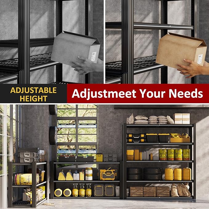 48" W Metal Garage Shelving 5 Tier Storage Shelves Heavy Duty 3030LBS - Image 7