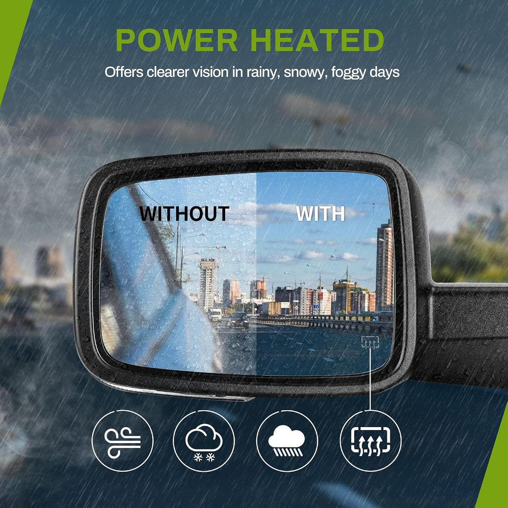 AUTOSAVER88 Side Tow Mirrors Compatible with 2009-2018 Dodge Ram 1500 2010-2017 Dodge Ram 2500 3500, Power Heated Turn Signal Light Door Mirrors Pair