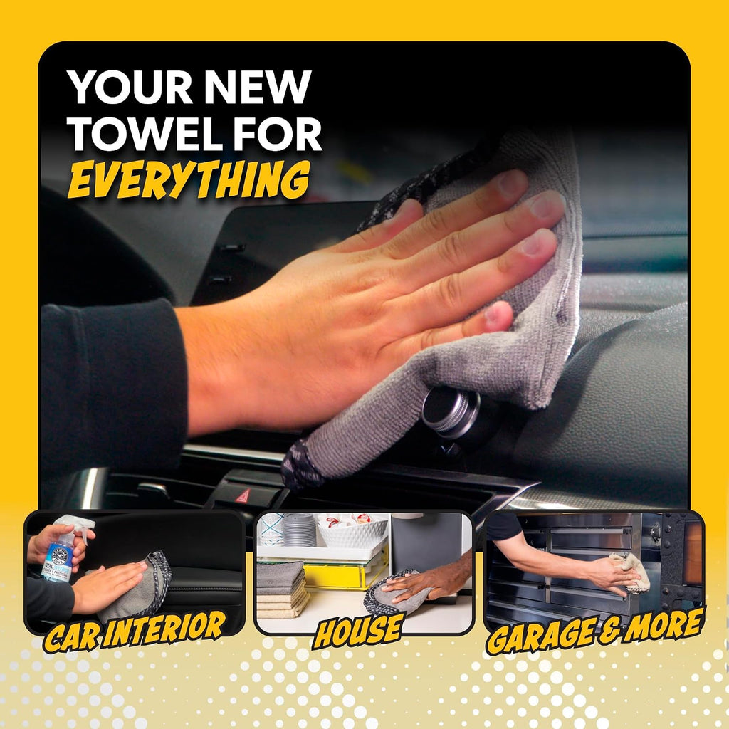 Chemical Guys AllSwipe Multi-Purpose Microfiber Towels for Cars Microfiber Cleaning Cloth Gray Drying Towels Car Detailing for Wash Interior and Glass, 14 x 12 Inch - 6 Pack