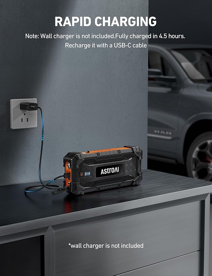 AstroAI S8 Ultra 4000A Jump Starter, 24000mAh Car Starter, 12V Auto Battery - Image 8