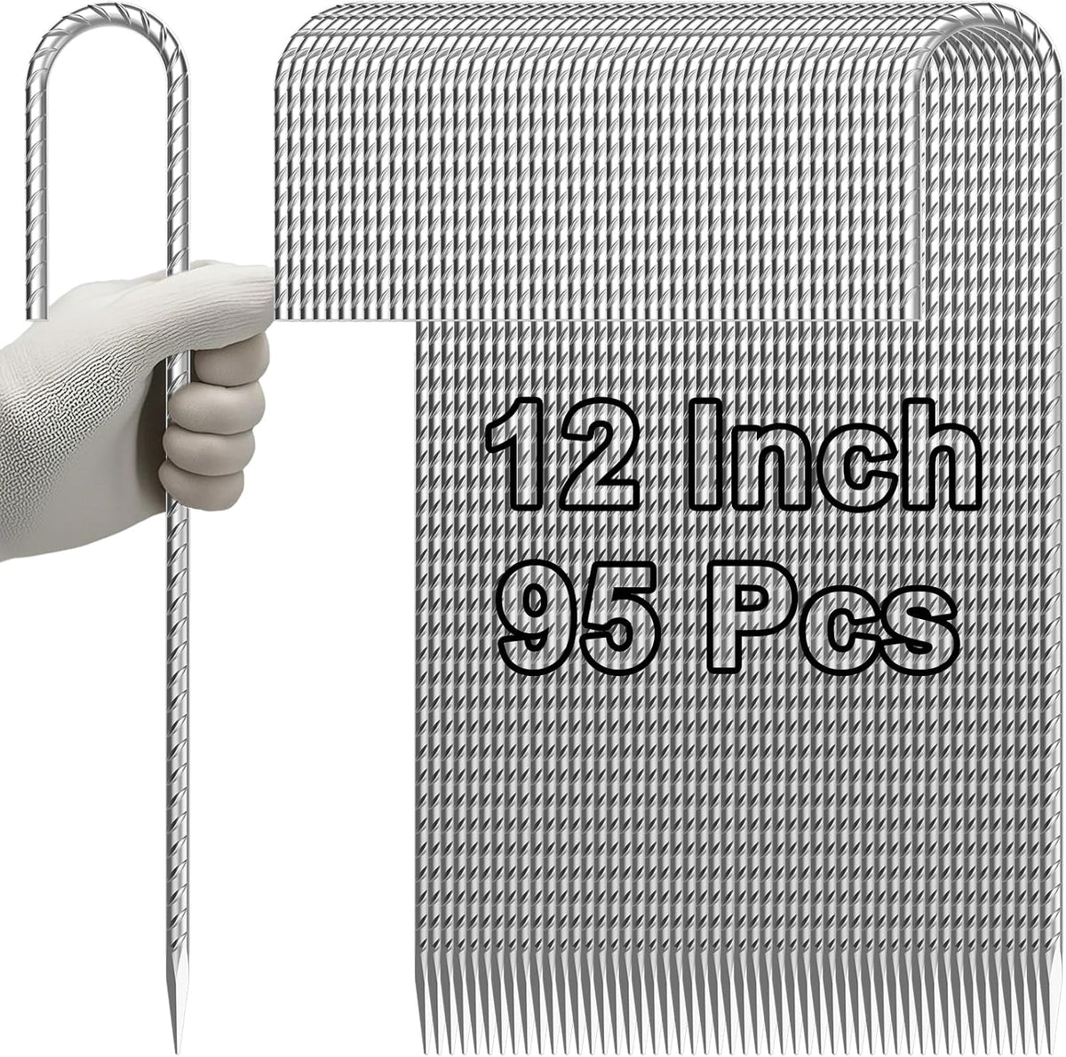 VVOKGO Rebar-Stakes-12-Inch J Hook Galvanized Tent Stakes Heavy Duty, Camping