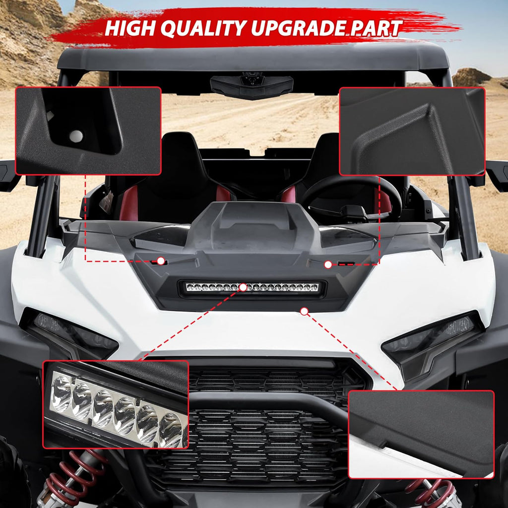 LED Turbo Hood Scoop Compatible with 2024 2025 2026 Polaris RZR XP 1000/ XP 4 1000 Accessories, Sport Hood Scoop Replacement Air Intake Kit PP Material Impact Resistant RZR Hood Accessories