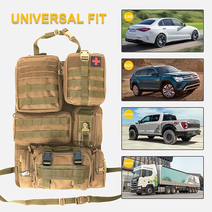 Universal Tactical Seat ​Back Organizer Vehicle Molle Panel Organizer Storage - Image 3