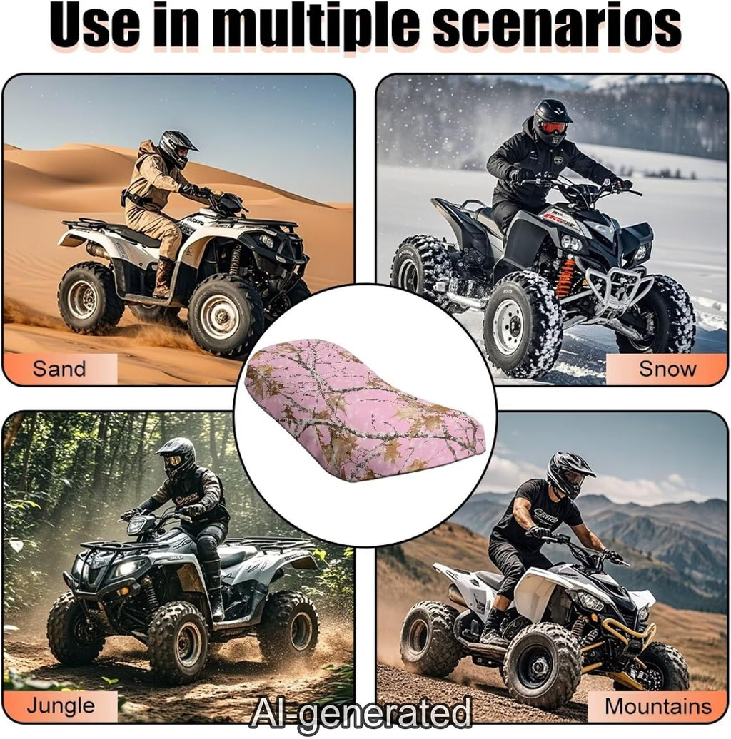 Pink Camo ATV Seat Cover Non-Slip Comfortable 4-Wheeler Seat Covers ATV Accessories for Polaris Sportsman 570 450 850, Polaris Scrambler 400 500 850 1000, Honda Rancher 420