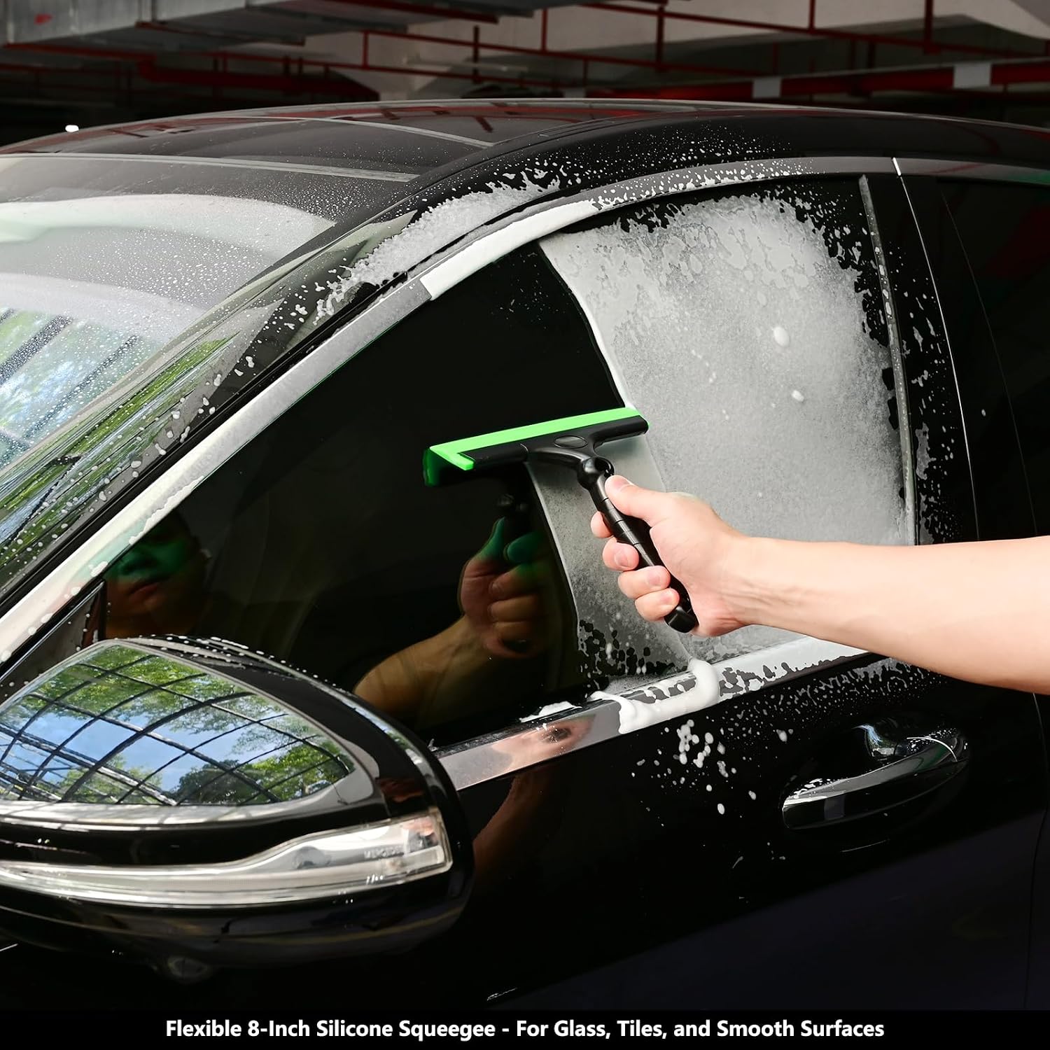 EHDIS 2PCS Flexible 8-Inch Silicone Squeegee Window Tint Tool Auto Water Blade, Shower Squeegee for Car Windshield, Glass, Tiles, and Smooth Surfaces (Green)
