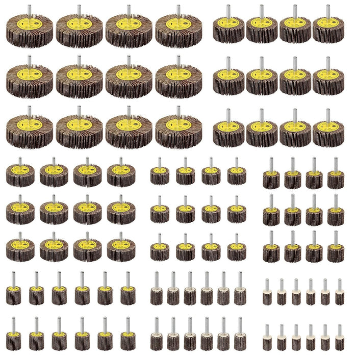 Rocaris 96 Pack 1/4" 80 Grit Abrasive Flap Wheel Sander Set
