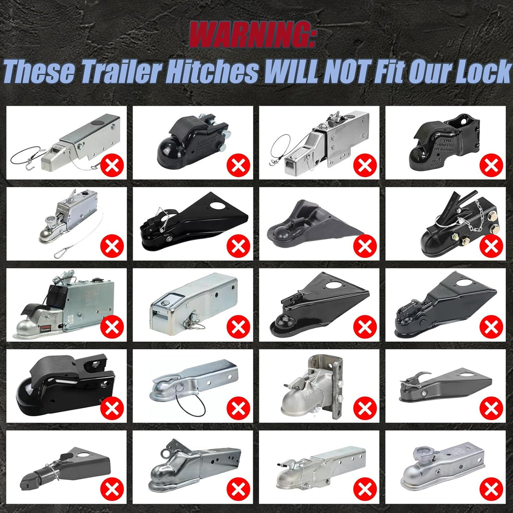 Trailer Hitch Lock for 2 Inch Coupler with Safety Chain Lock, Heavy Duty Anti-Theft Trailer Tongue Coupler Lock for RV, Boat, Utility & Cargo Trailers (Red)