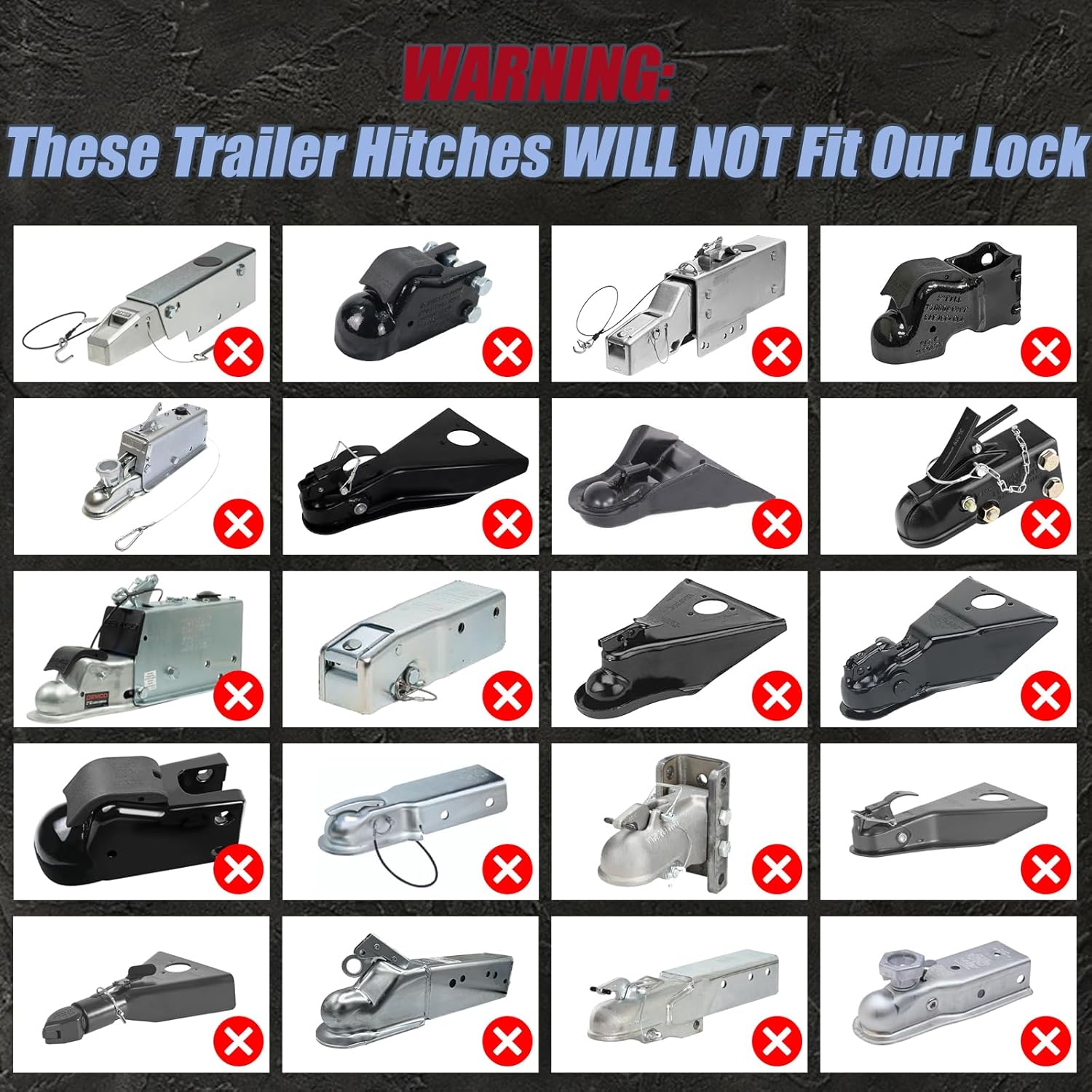 Trailer Hitch Lock for 2 Inch Coupler with Safety Chain Lock, Heavy Duty Anti-Theft Trailer Tongue Coupler Lock for RV, Boat, Utility & Cargo Trailers (Red)