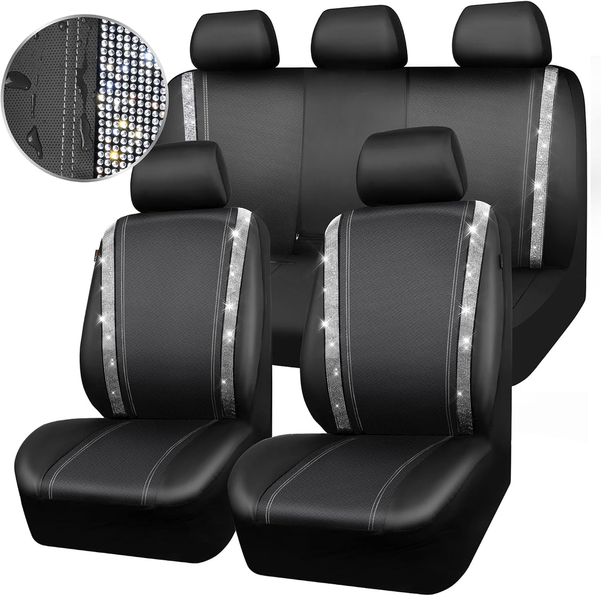 car pass bling diamond car seat covers full, view 9