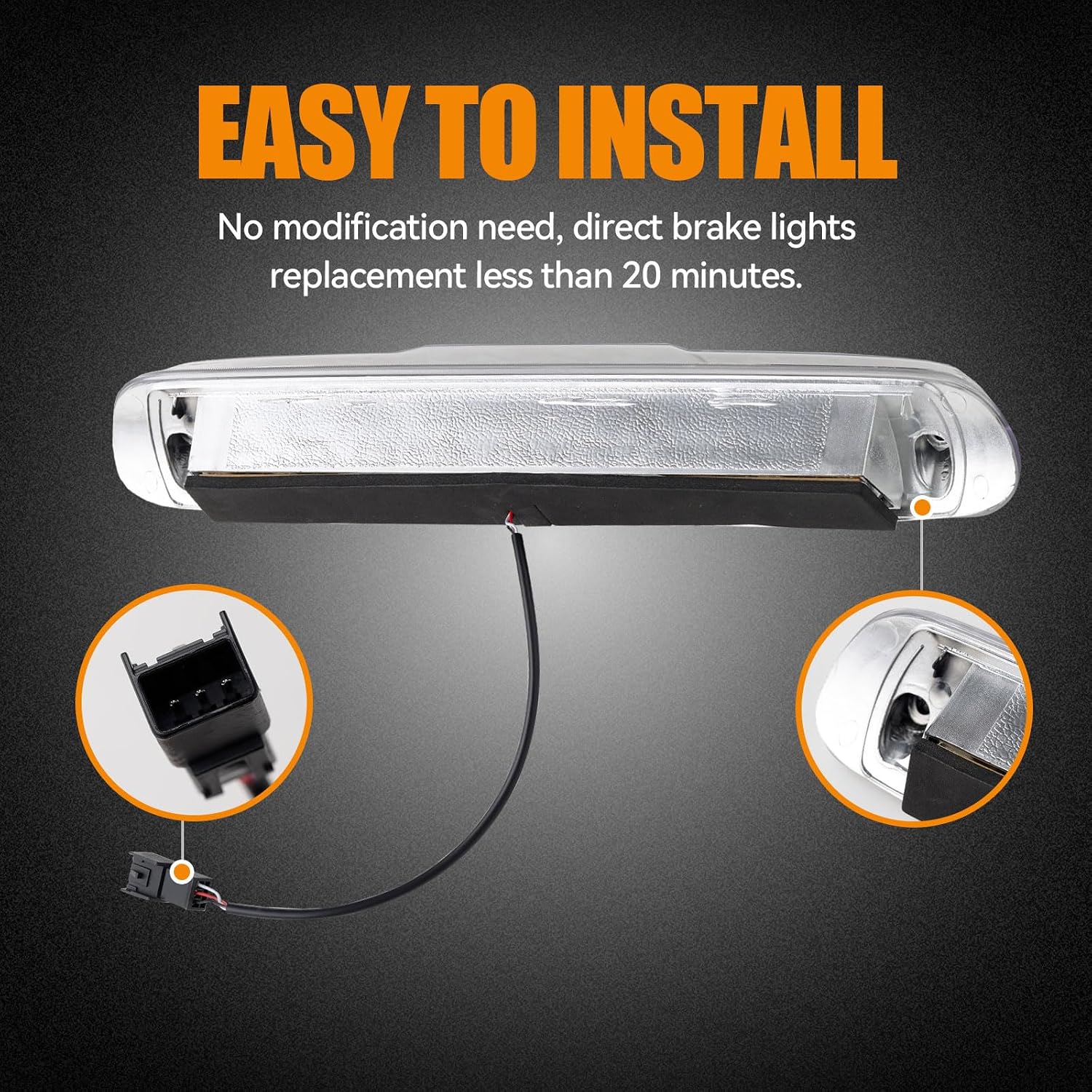 Third 3rd Brake Light, LED High Mount Stop Light for 2007-2013 Chevy Silverado/GMC Sierra 1500 2500HD 3500HD, Rear Center Cab Roof Tail Cargo Lamp (Chrome)