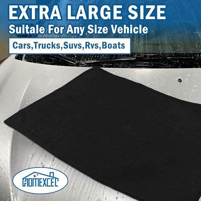 HOMEXCEL Professional Large Microfiber Car Drying Towels 2 Pack, Lint Free - Image 3