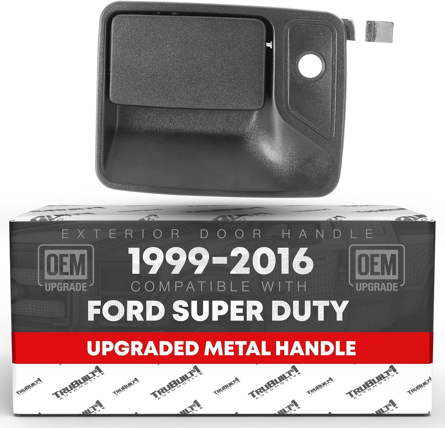 T1A Exterior Front Driver Door Handle Replacement, Upgraded Metal - Compatible with 1999-2016 Ford F-250 F-350 F-450 F-550 Super Duty - Textured Black with Keyhole - OEM 7C3Z-2522405