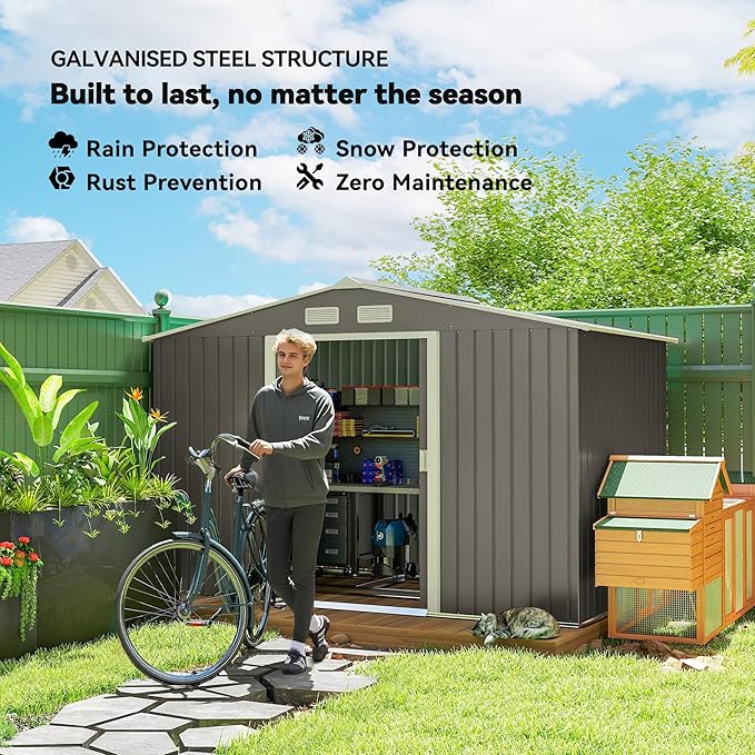 Outsunny 9' x 6' Outdoor Storage Shed, Garden Tool Metal Shed - Image 2