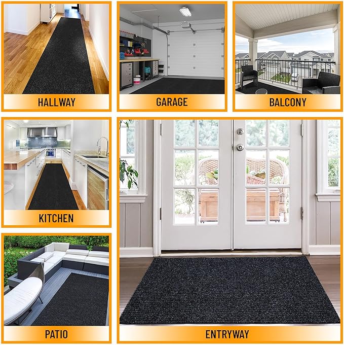 Ottomanson 6'6" x 9' Mud Mat Area Rug Scraper Carpet - Image 4