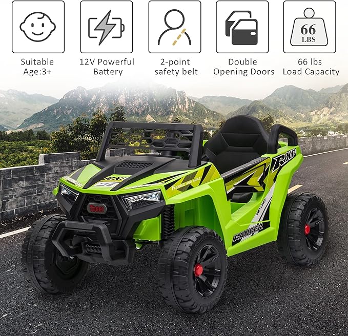 TOBBI 12V Kids Ride on Car, Electric Off-Road UTV Truck - Image 5