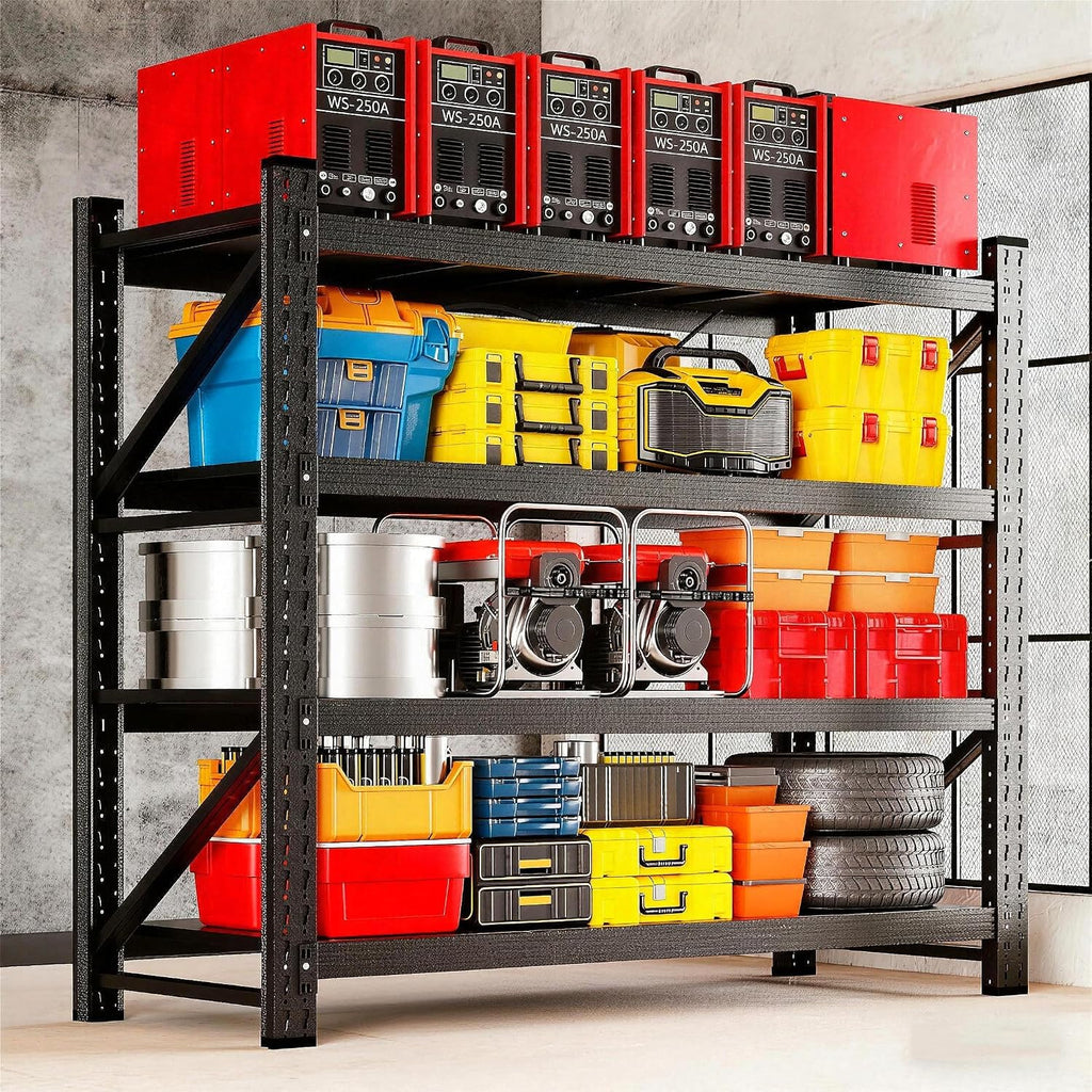 miiiko 48" w storage shelves,3000lbs metal garage storage shown in use