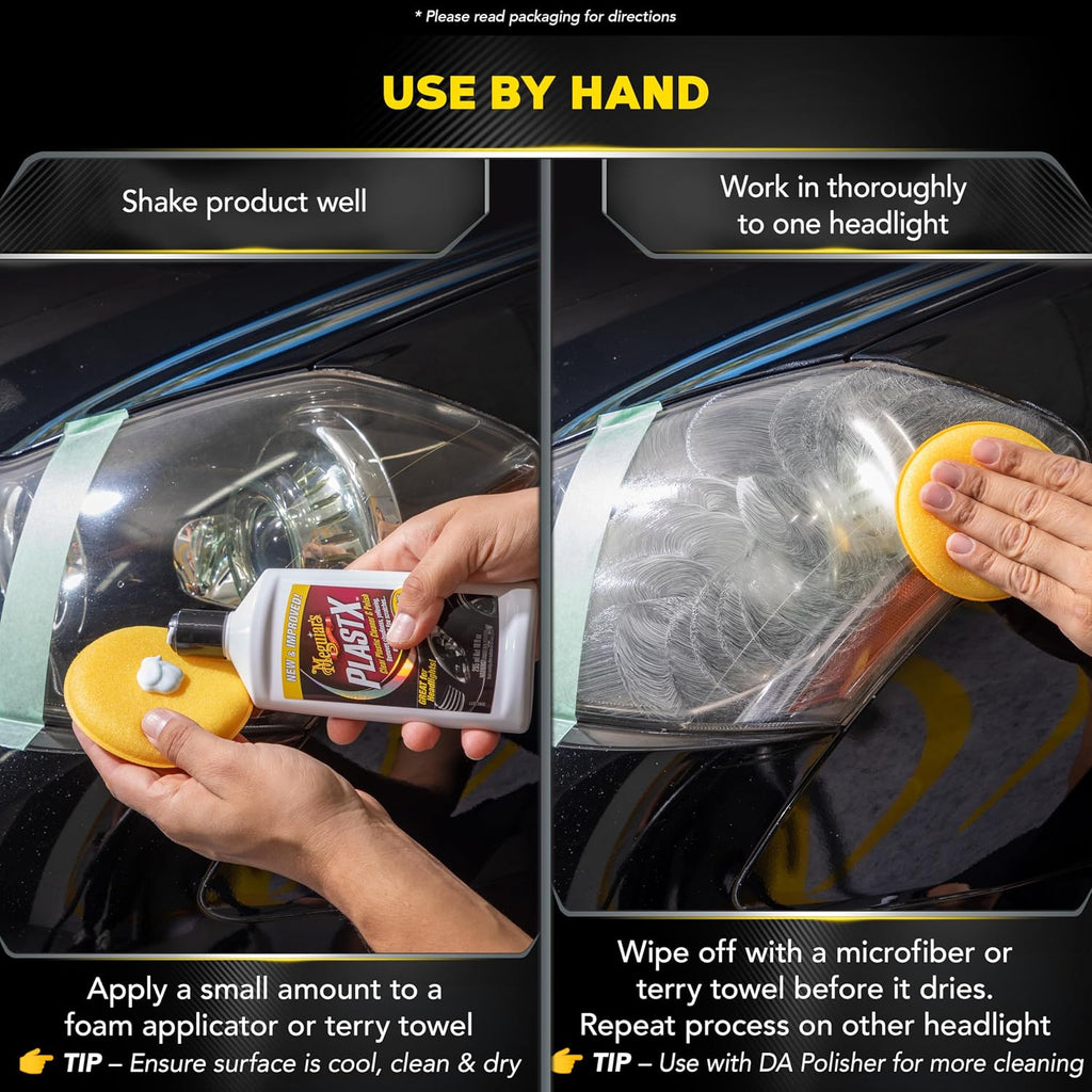 Meguiar's PlastX Clear Plastic Polish, Headlight Restoration Polish, Plastic Cleaner & Scratch Remover, Restores Clarity, Removes Yellowing, Oxidation & Cloudiness, 10 Oz