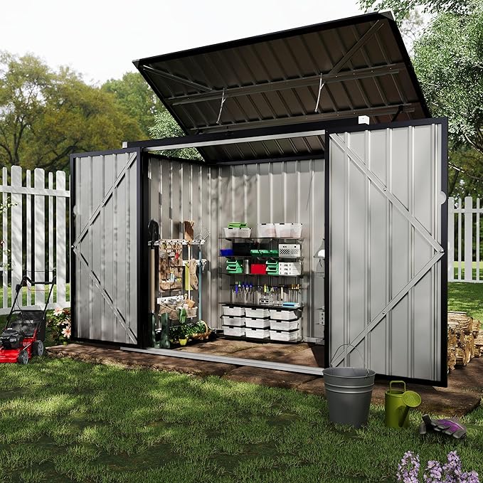 Outdoor Trash Can Storage 2 Binsgarbage Bin Storage Shed, 3x6 FT Garbage Bin - Image 8