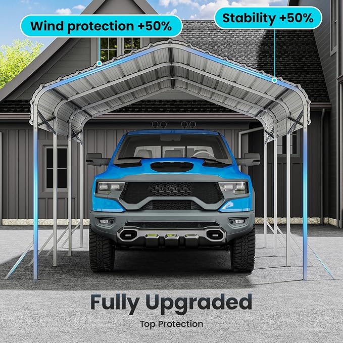 10x15' Heavy Duty Metal Carport – Sturdy Structure, All-Weather Protection - Image 7