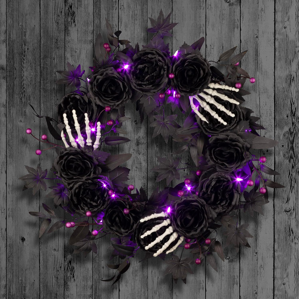 National Tree Company, 24inch Artificial Bad to The Bone Halloween Wreath, 30...