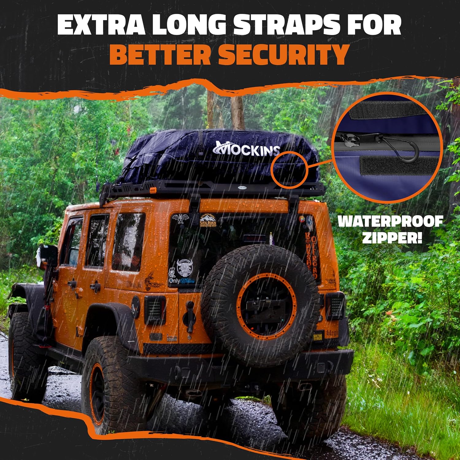 Mockins 30 Cu Ft Navy Blue Heavy Duty Rooftop Cargo Carrier Bag 60"x43"x20" | 840D Car Top Carrier Without Roof Rack | Waterproof Soft Roof Cargo Bag for Top of Car Storage w/Mat, Lock, Hooks & Straps