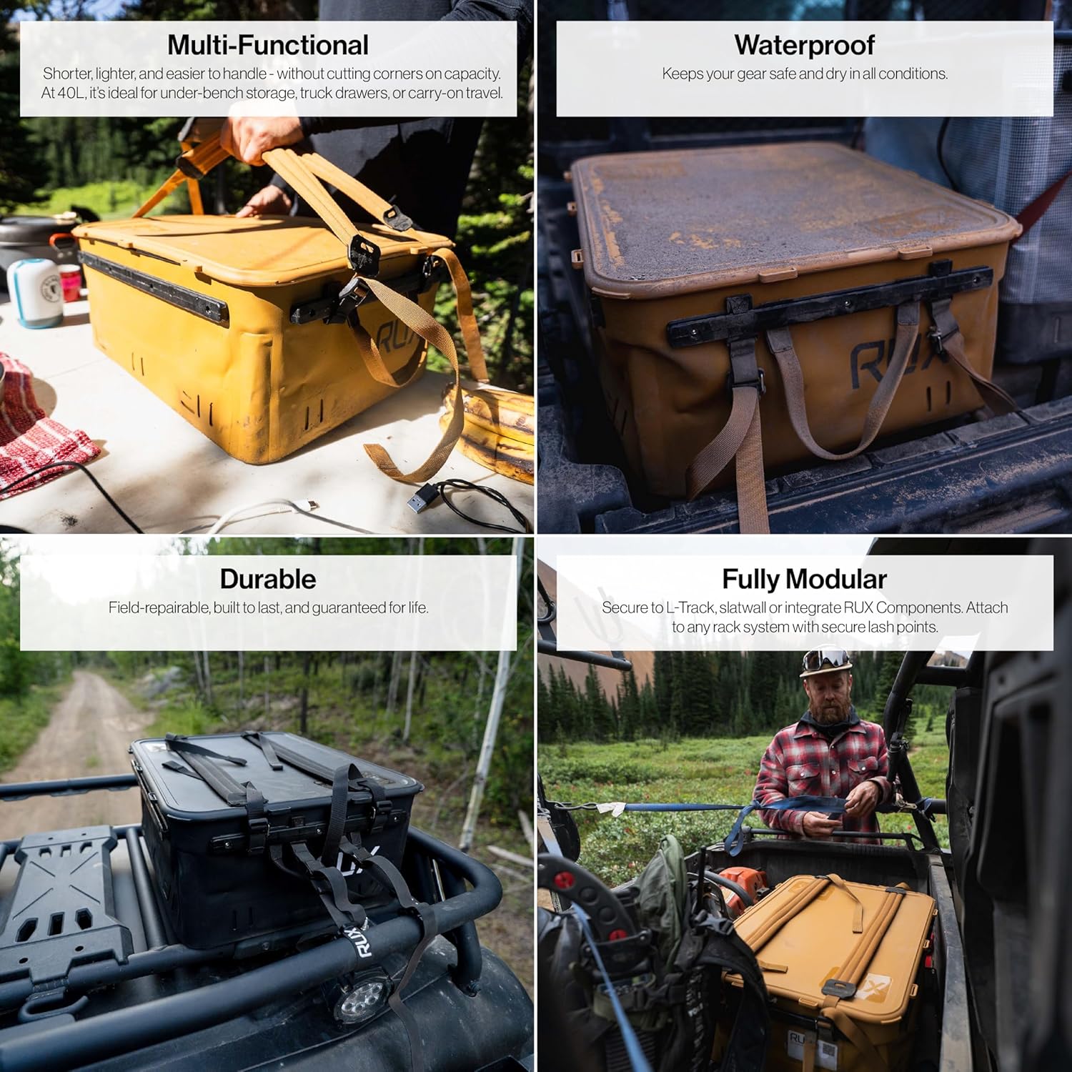 RUX 40L Collapsible Gear Box (Black) - Modular Adventure Storage Solution For Camping Storage, Overlanding, Off-road And Van Life - Weatherproof, Durable and Multifunctional