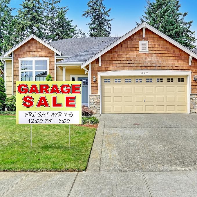 Marsui 3 Pcs Garage Sale Sign 23.6 x 15.7 Inch Double Sided Garage Sale Sign - Image 5