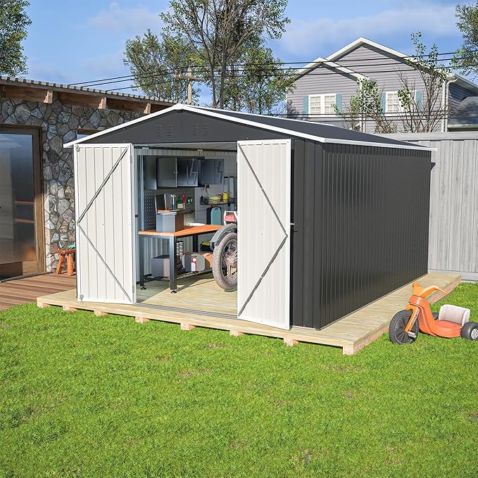 Outdoor Storage Shed 10x12 FT, Utility Metal Tool Storage by ForEveryCornerofLife