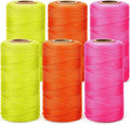 Amylove 6 Roll Mason String Line #18, 500 ft Nylon Braided Construction String Line, Heavy Duty Outdoor Twine Rope for Gardening or Masonry Tools Construction DIY Project, Assorted Colors