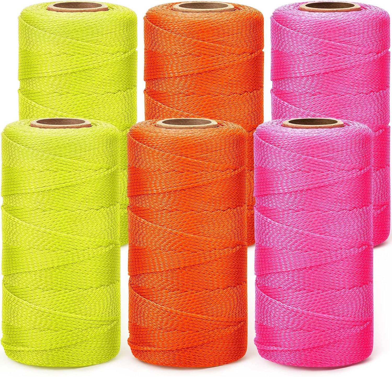 Amylove 6 Roll Mason String Line #18, 500 ft Nylon Braided Construction String Line, Heavy Duty Outdoor Twine Rope for Gardening or Masonry Tools Construction DIY Project, Assorted Colors