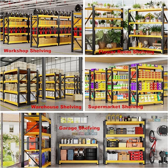 5000LBS Heavy Duty Garage Shelving 59" W Garage Storage Shelves 4-Tier Metal - Image 8