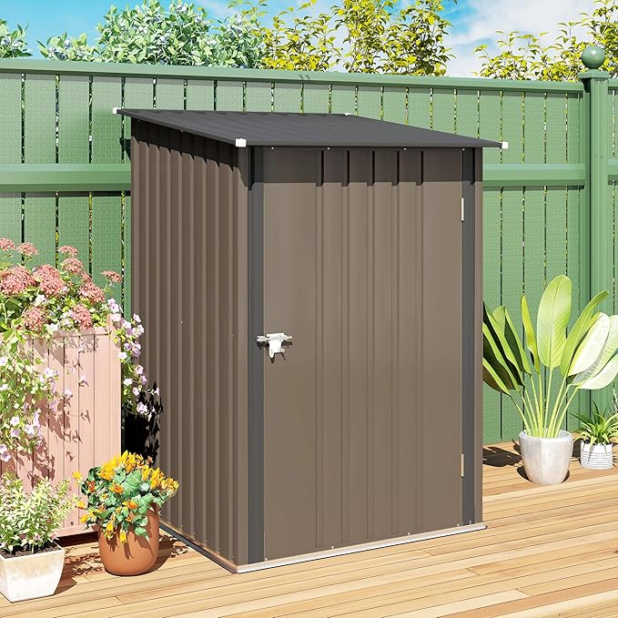 Outsunny 3.3' x 3.4' Outdoor Storage Shed, Metal Garden Tool House - Image 8