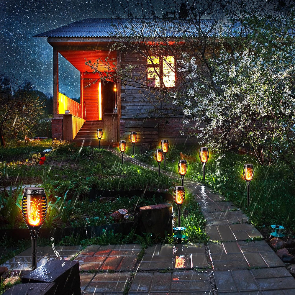 Toodour Solar Torch Flame Lights, 12 Pack Solar Halloween Lights Outdoor