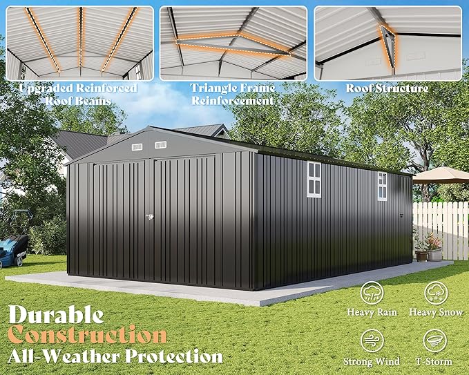 AMERLIFE 13.2x21x8 FT Outdoor Metal Garage Shed, Extra Large Storage Shed - Image 7