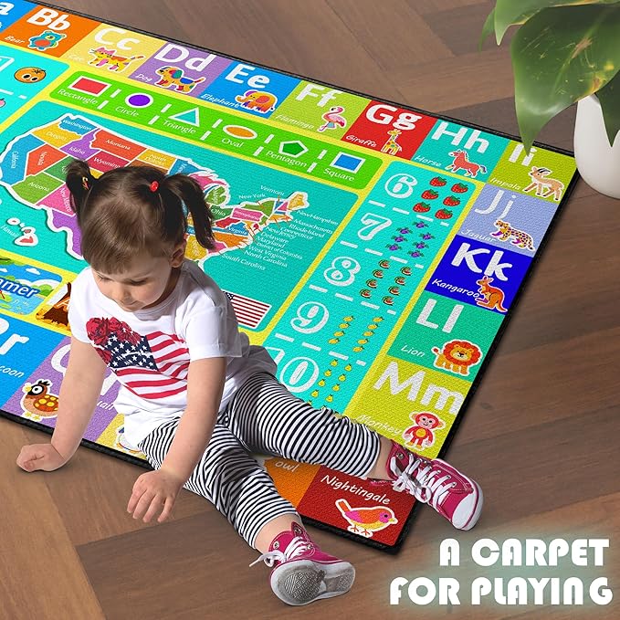 ABC Rug for Kids Playroom, Educational Learning Mat - Image 4